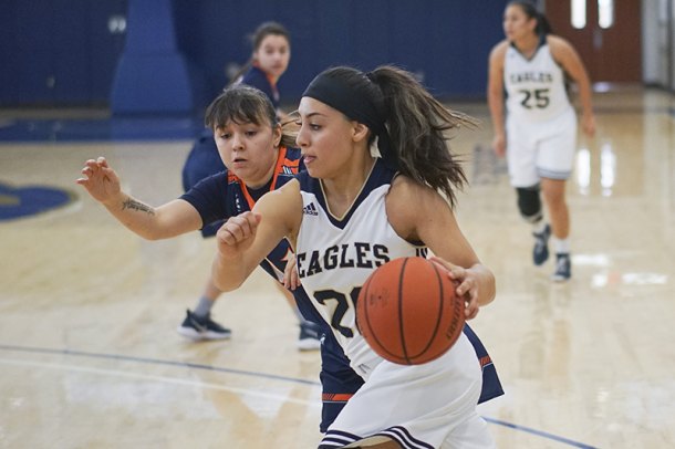 Lemoore's Taylor Vasquez scored 18 points against Santa Barbara Friday night. She's shown here in Saturday's third-place game which COS won.